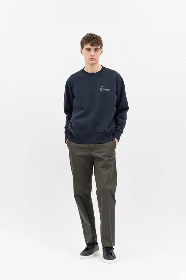 Men Norse Projects Sweatshirts Arne Chain Stitch Logo Dark Navy