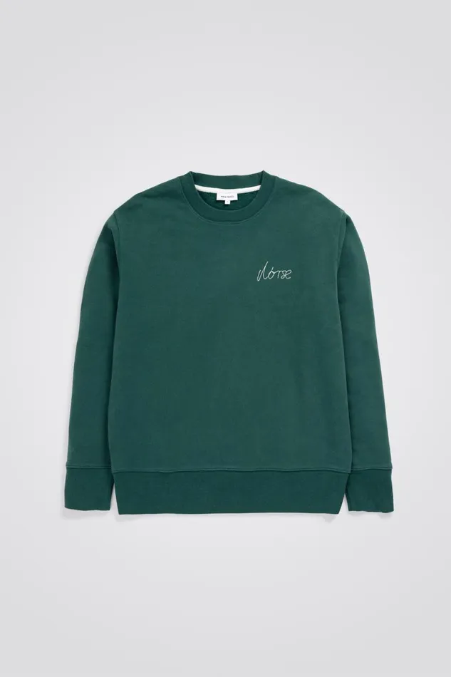Men Norse Projects Sweatshirts Arne Chain Stitch Logo Dartmouth Green