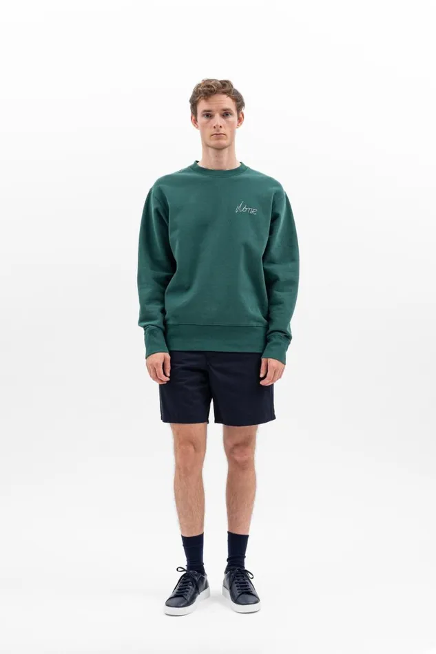 Men Norse Projects Sweatshirts Arne Chain Stitch Logo Dartmouth Green