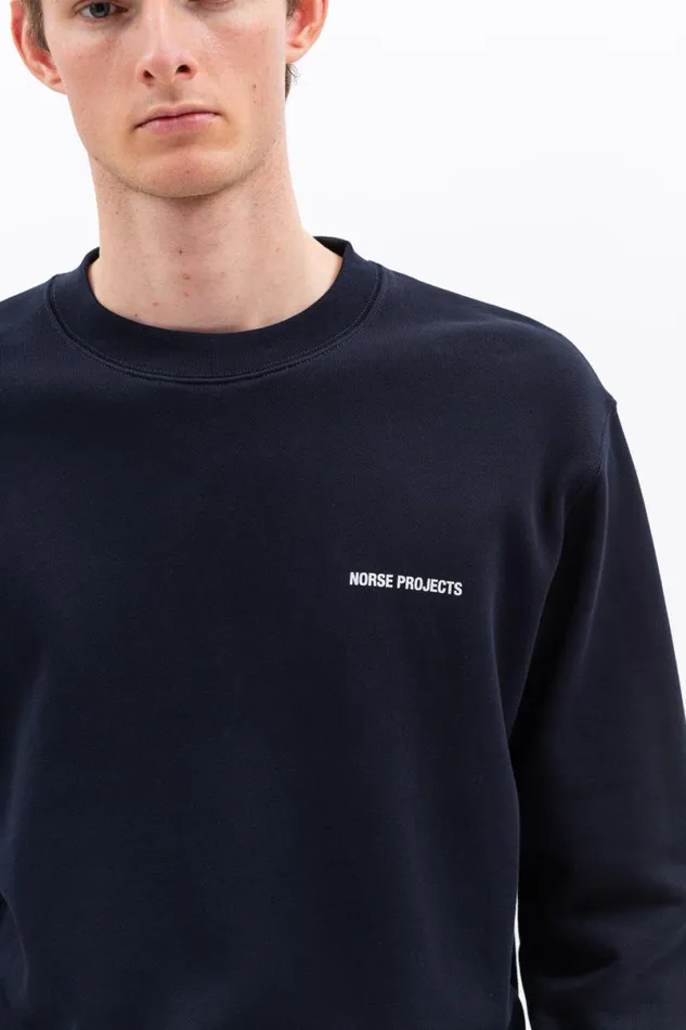 Men Norse Projects Sweatshirts Arne Logo Sweat Darknavy