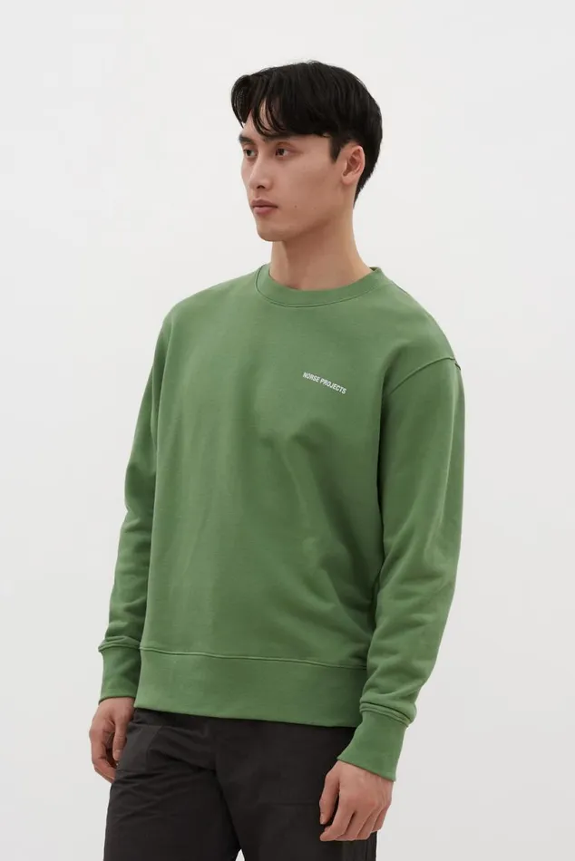 Men Norse Projects Sweatshirts Arne Logo Sweat Linden Green