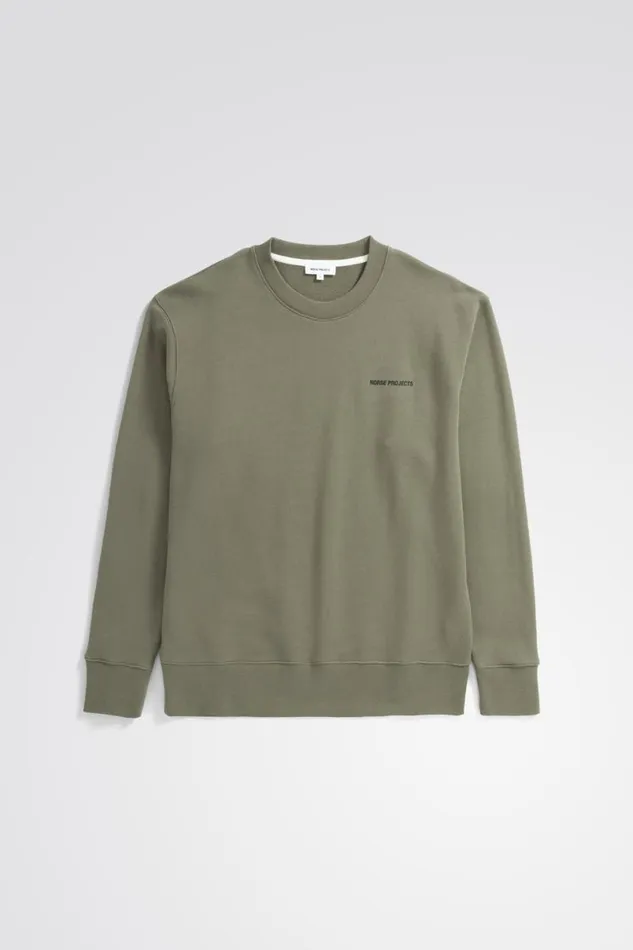 Men Norse Projects Sweatshirts Arne Logo Sweat Sediment Green