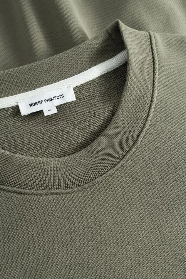Men Norse Projects Sweatshirts Arne Logo Sweat Sediment Green
