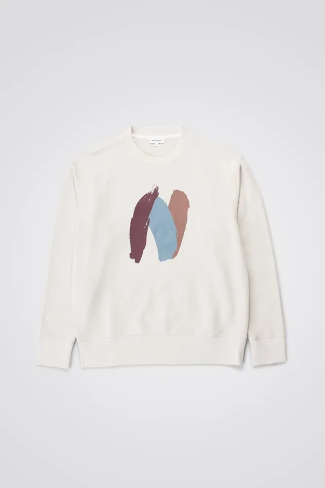 Men Norse Projects Sweatshirts Arne Paint N Logo Sweatshirt Marble White