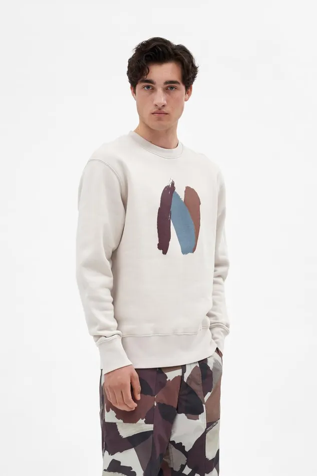 Men Norse Projects Sweatshirts Arne Paint N Logo Sweatshirt Marble White
