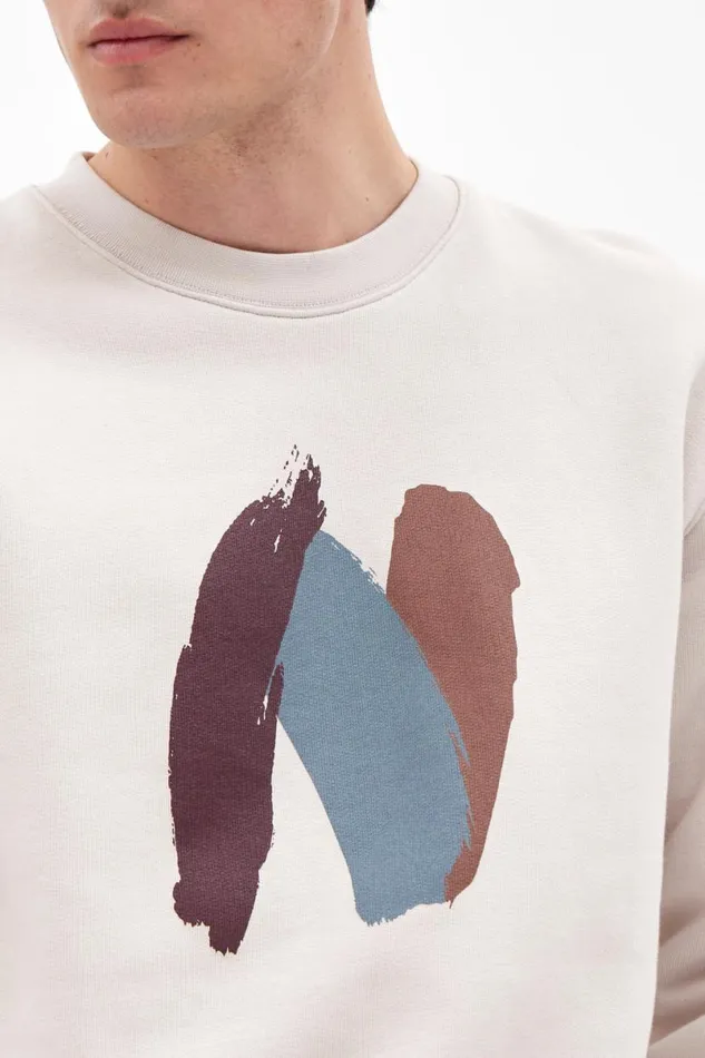 Men Norse Projects Sweatshirts Arne Paint N Logo Sweatshirt Marble White