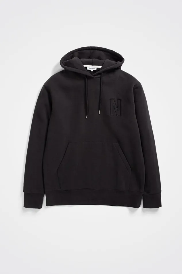 Men Norse Projects Sweatshirts Arne Relaxed Fleece N Logo Hoodie Black