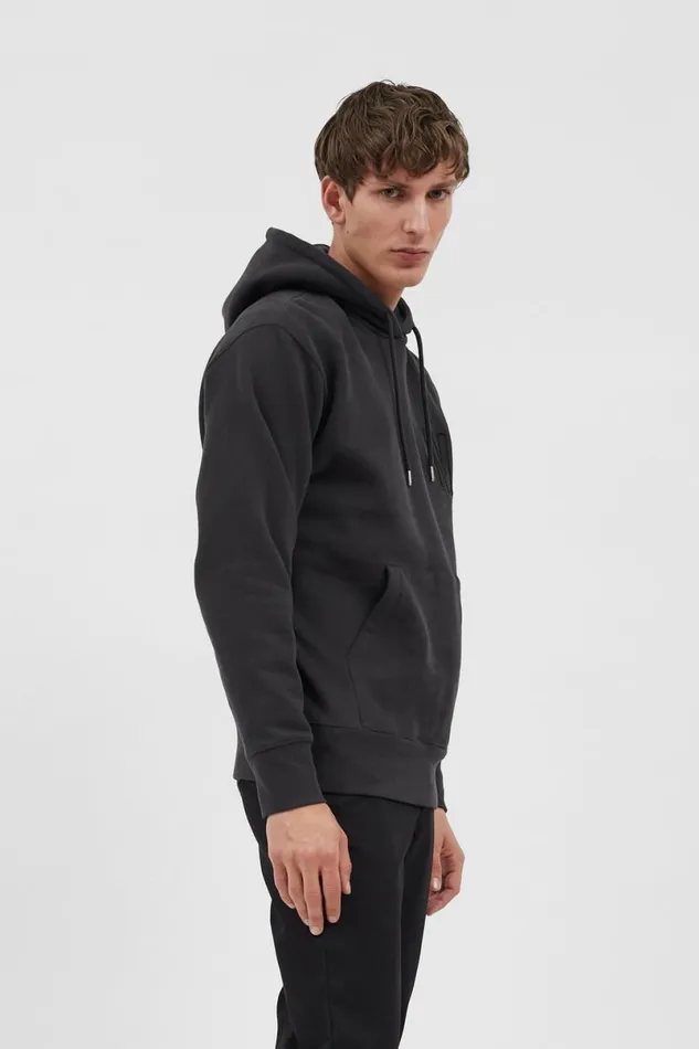 Men Norse Projects Sweatshirts Arne Relaxed Fleece N Logo Hoodie Black