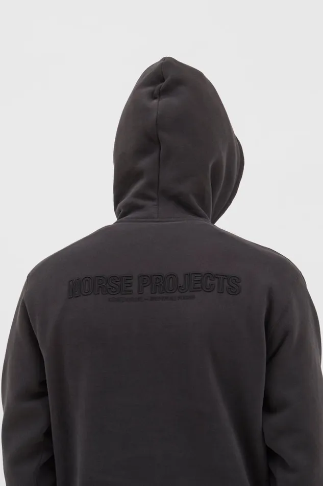 Men Norse Projects Sweatshirts Arne Relaxed Fleece N Logo Hoodie Black