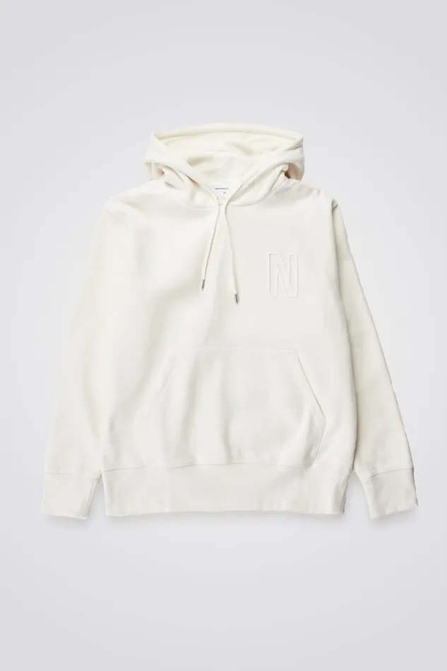 Men Norse Projects Sweatshirts Arne Relaxed Fleece N Logo Hoodie Ecru