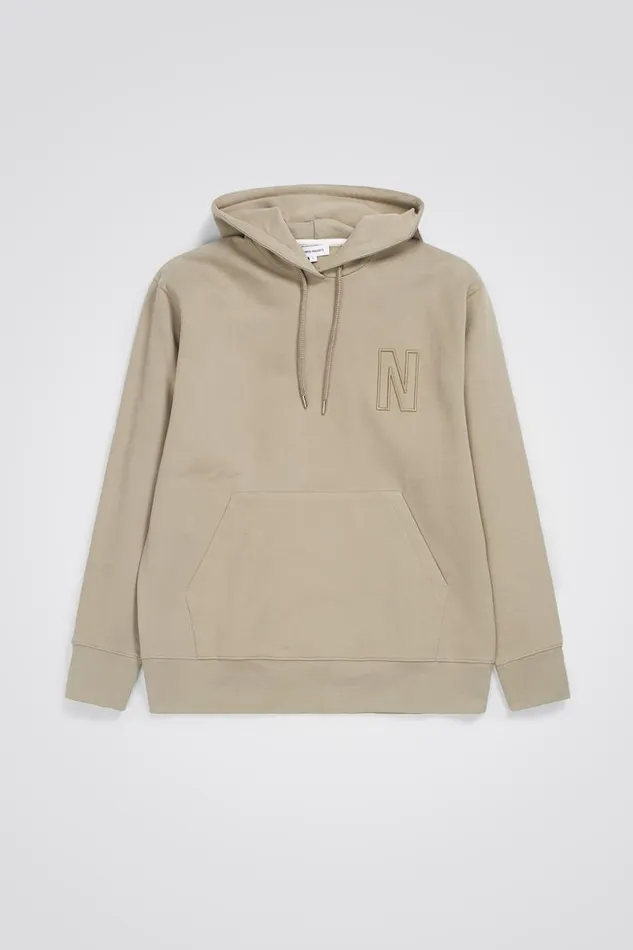 Men Norse Projects Sweatshirts Arne Relaxed Fleece N Logo Hoodie Sand
