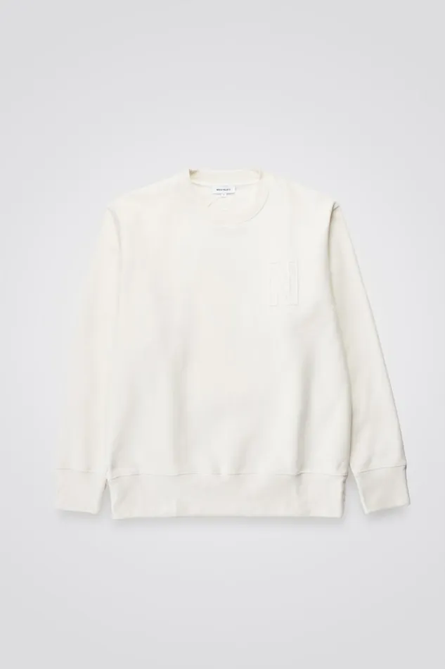 Men Norse Projects Sweatshirts Arne Relaxed Fleece N Logo Sweatshirt Ecru