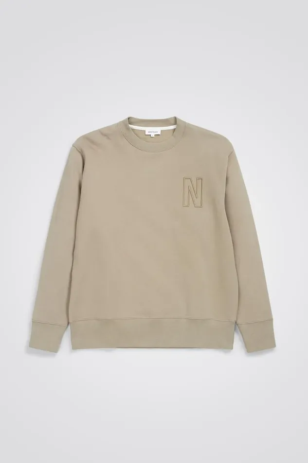 Men Norse Projects Sweatshirts Arne Relaxed Fleece N Logo Sweatshirt Sand