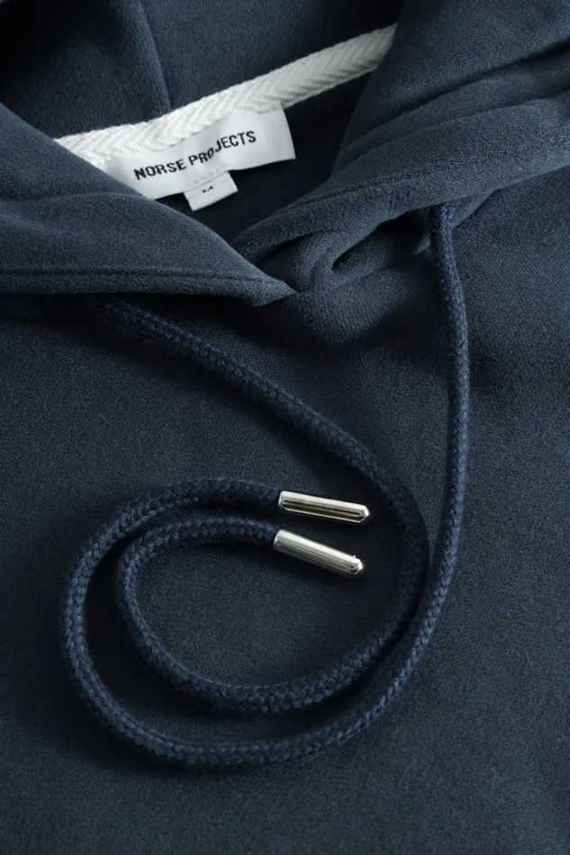 Men Norse Projects Sweatshirts Arne Relaxed Organic Brushed Fleece Large N Hoodie Dark Navy