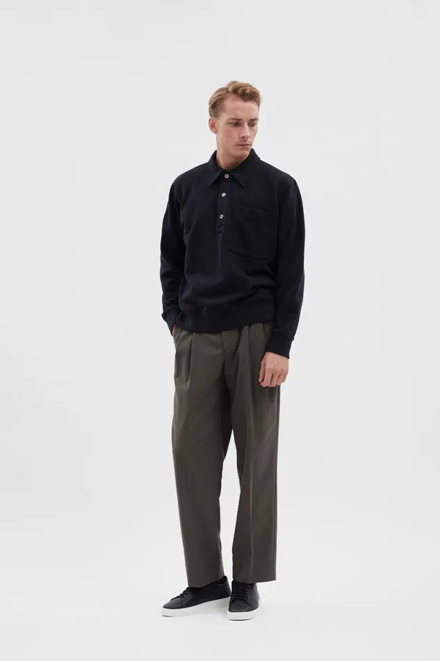 Men Norse Projects Sweatshirts Fraser Relaxed Tab Series LS Polo Dark Navy