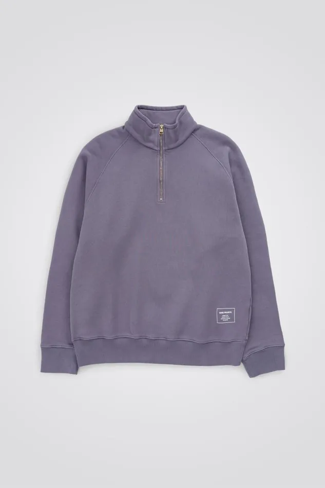 Men Norse Projects Sweatshirts Marten Relaxed Organic Raglan Half Zip Dusk Purple Men Norse Projects Sweatshirts Marten Relaxed Organic Raglan Half Zip Dusk Purple