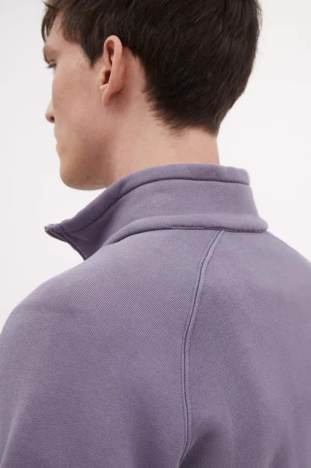 Men Norse Projects Sweatshirts Marten Relaxed Organic Raglan Half Zip Dusk Purple