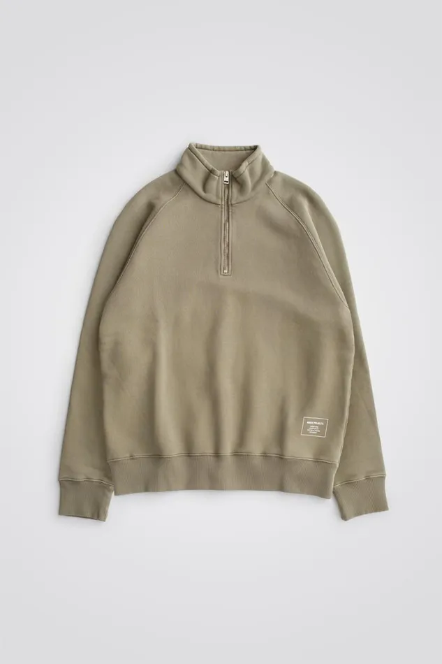 Men Norse Projects Sweatshirts Marten Relaxed Organic Raglan Half Zip Sediment Green