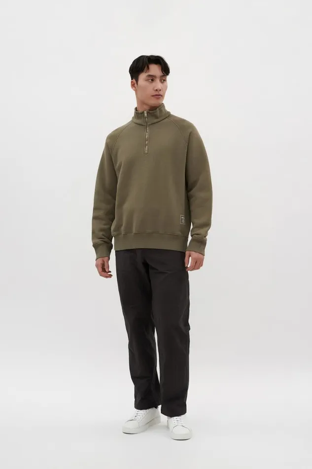 Men Norse Projects Sweatshirts Marten Relaxed Organic Raglan Half Zip Sediment Green