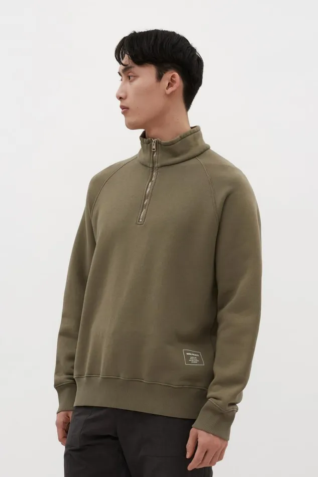 Men Norse Projects Sweatshirts Marten Relaxed Organic Raglan Half Zip Sediment Green