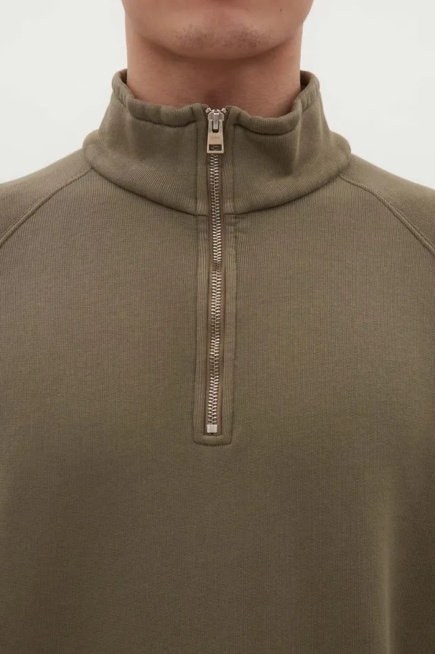 Men Norse Projects Sweatshirts Marten Relaxed Organic Raglan Half Zip Sediment Green