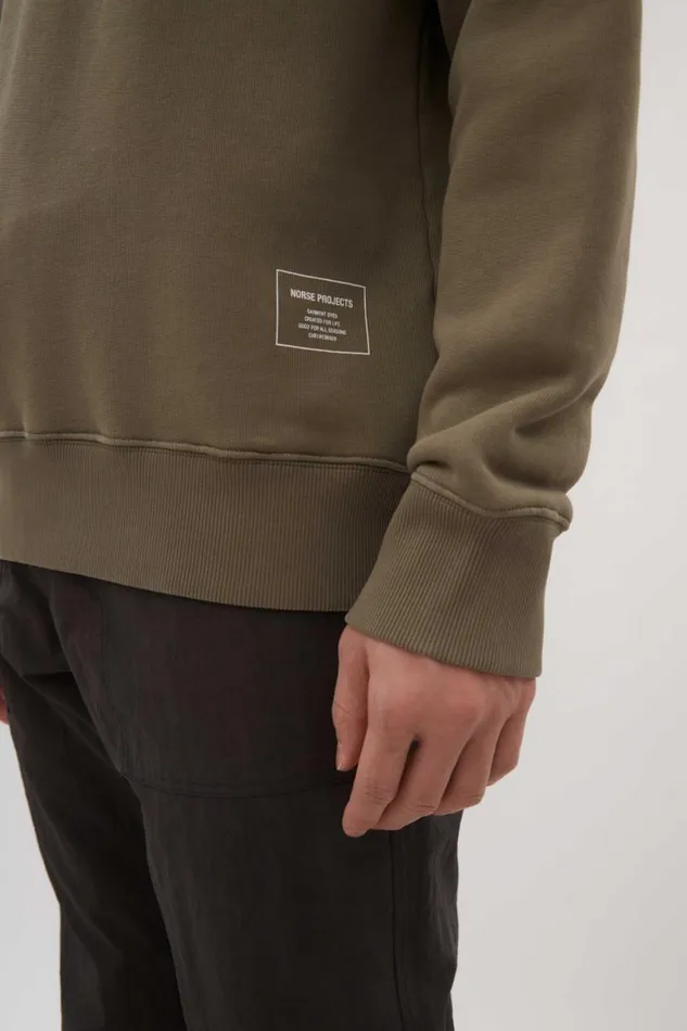 Men Norse Projects Sweatshirts Marten Relaxed Organic Raglan Half Zip Sediment Green