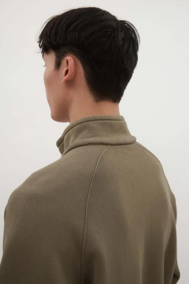 Men Norse Projects Sweatshirts Marten Relaxed Organic Raglan Half Zip Sediment Green