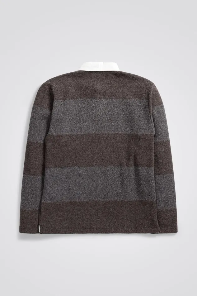 Men Norse Projects Sweatshirts Ruben Brushed Jersey Rugby LS Polo Espresso