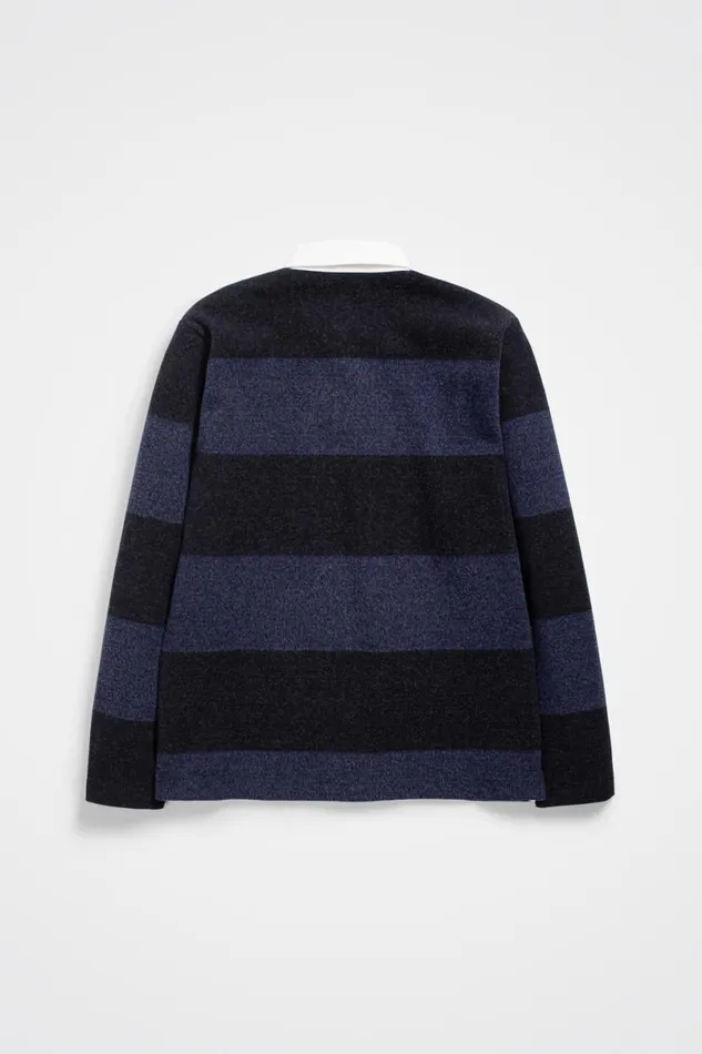 Men Norse Projects Sweatshirts Ruben Brushed Jersey Rugby LS Polo Navy