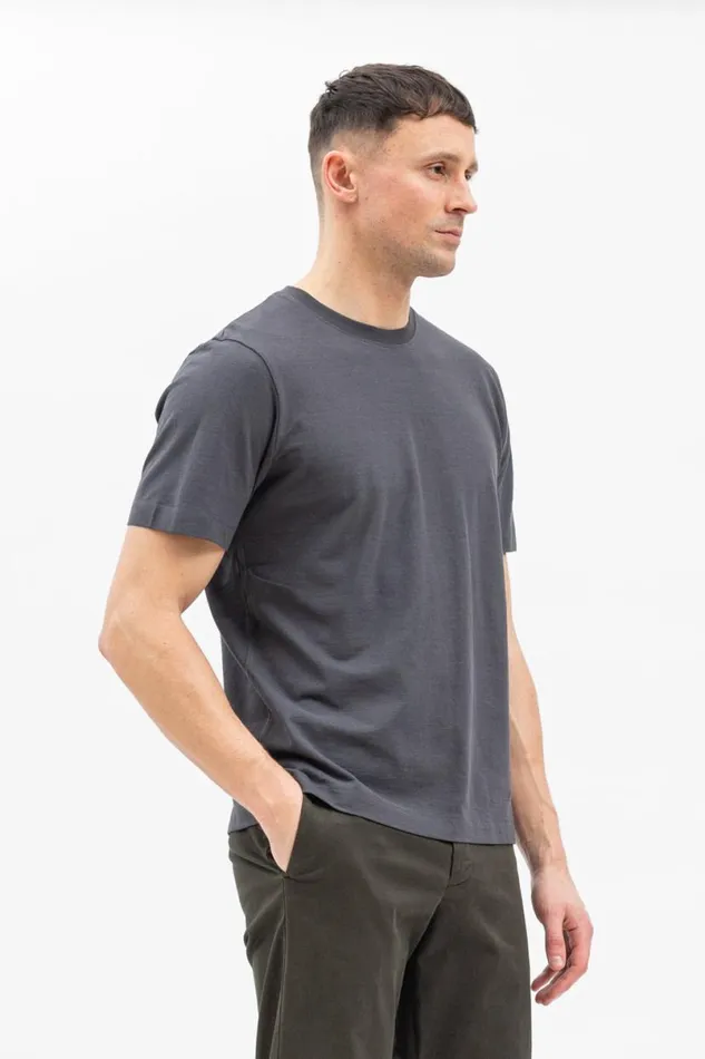 Men Norse Projects TShirts Cotton Crpe Tshirt Battleship Grey