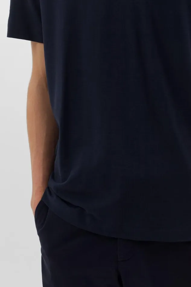 Men Norse Projects TShirts Cotton Crpe Tshirt Dark Navy