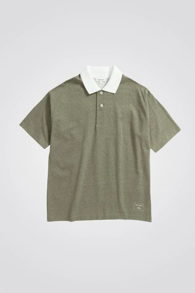Men Norse Projects TShirts Espen Loose Printed SS Polo Sediment Green