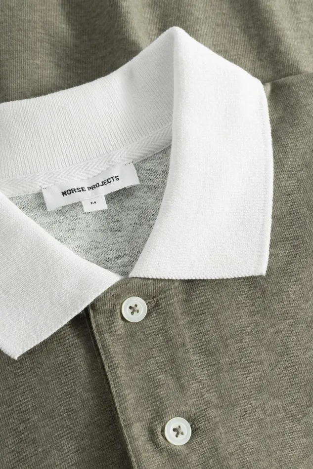 Men Norse Projects TShirts Espen Loose Printed SS Polo Sediment Green