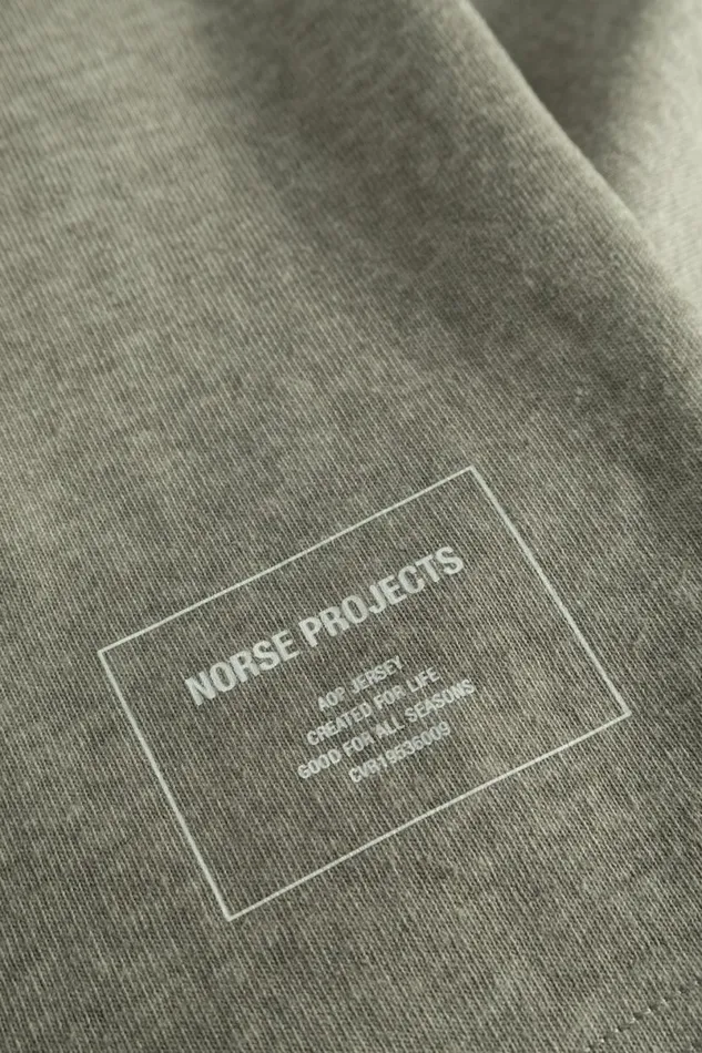 Men Norse Projects TShirts Espen Loose Printed SS Polo Sediment Green
