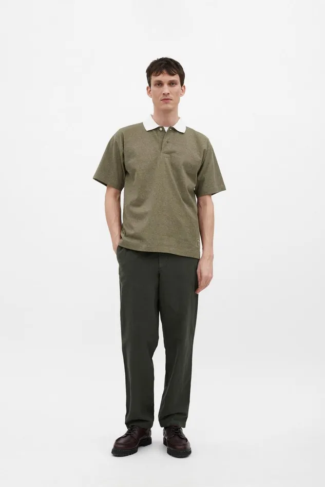 Men Norse Projects TShirts Espen Loose Printed SS Polo Sediment Green
