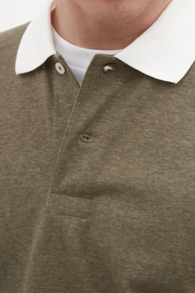 Men Norse Projects TShirts Espen Loose Printed SS Polo Sediment Green