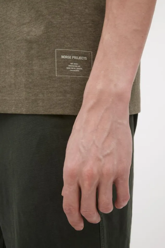 Men Norse Projects TShirts Espen Loose Printed SS Polo Sediment Green