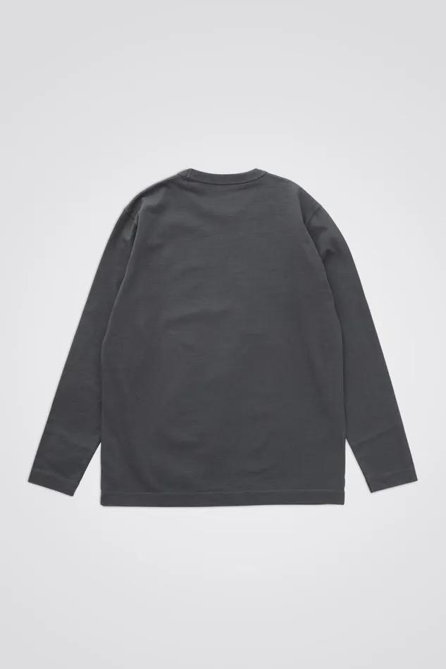 Men Norse Projects TShirts Holger Tab Series Reflective LS Battleship Grey