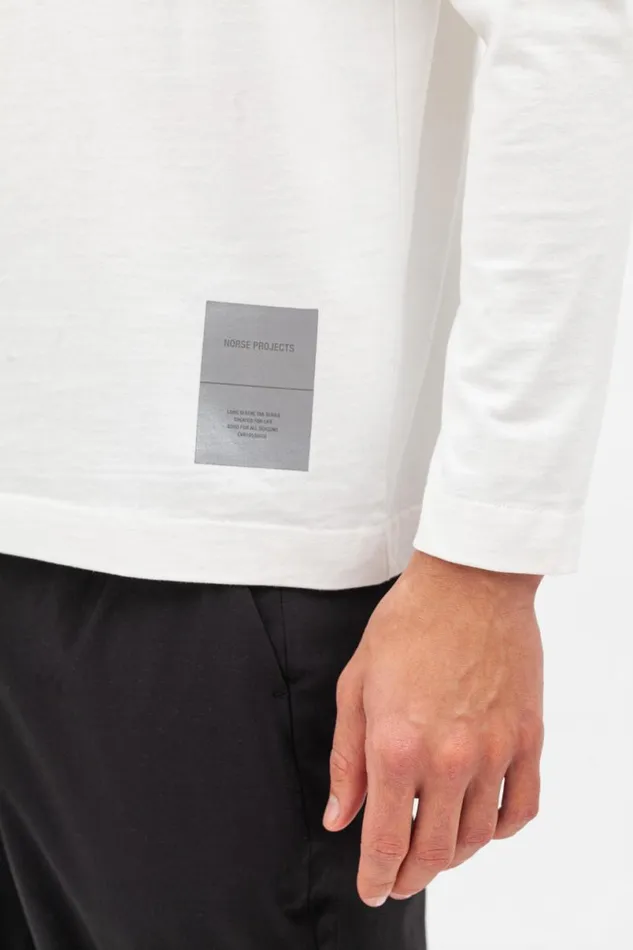 Men Norse Projects TShirts Holger Tab Series Reflective LS White