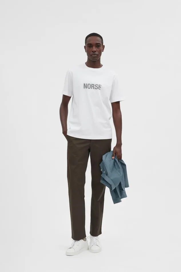 Men Norse Projects TShirts Jakob Interlock Grid TShirt White