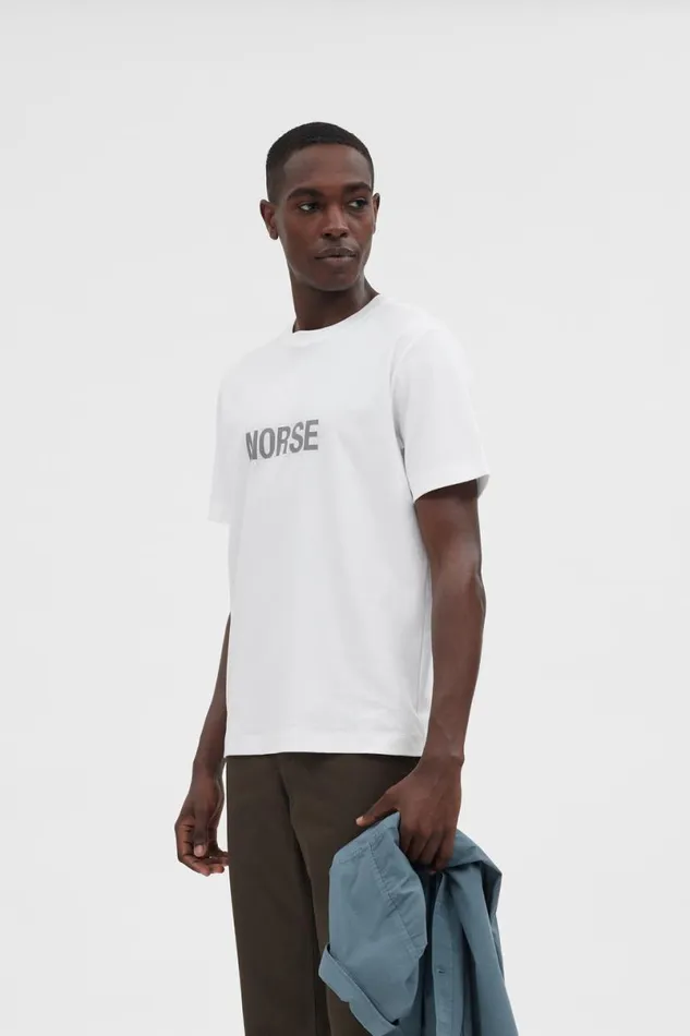 Men Norse Projects TShirts Jakob Interlock Grid TShirt White