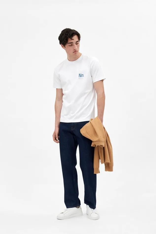 Men Norse Projects TShirts Jakob Interlock Nn Print TShirt White