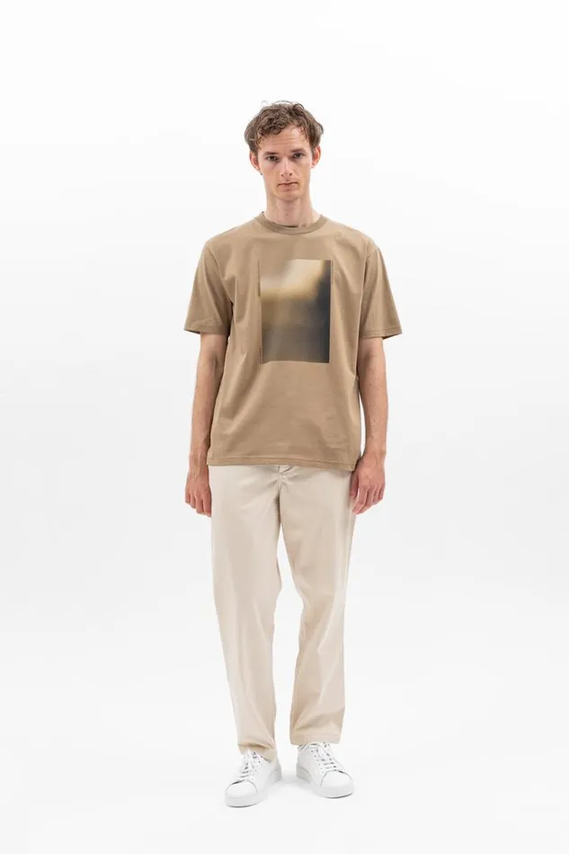 Men Norse Projects TShirts Johannes Blur Print Utility Khaki