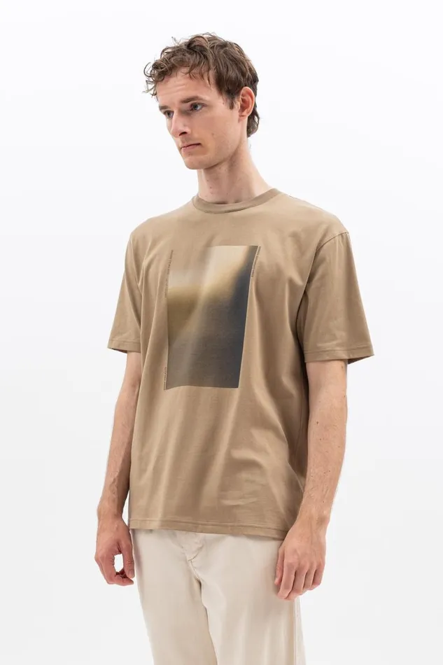 Men Norse Projects TShirts Johannes Blur Print Utility Khaki