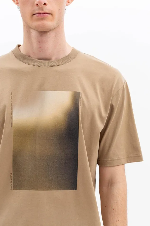Men Norse Projects TShirts Johannes Blur Print Utility Khaki