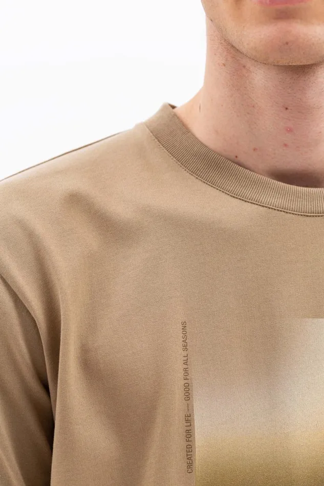 Men Norse Projects TShirts Johannes Blur Print Utility Khaki