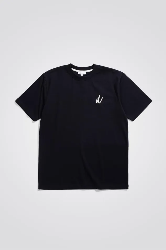 Men Norse Projects TShirts Johannes Chain Stitch Tshirt Dark Navy