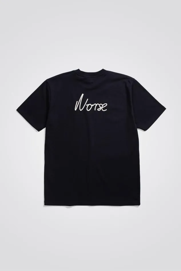 Men Norse Projects TShirts Johannes Chain Stitch Tshirt Dark Navy