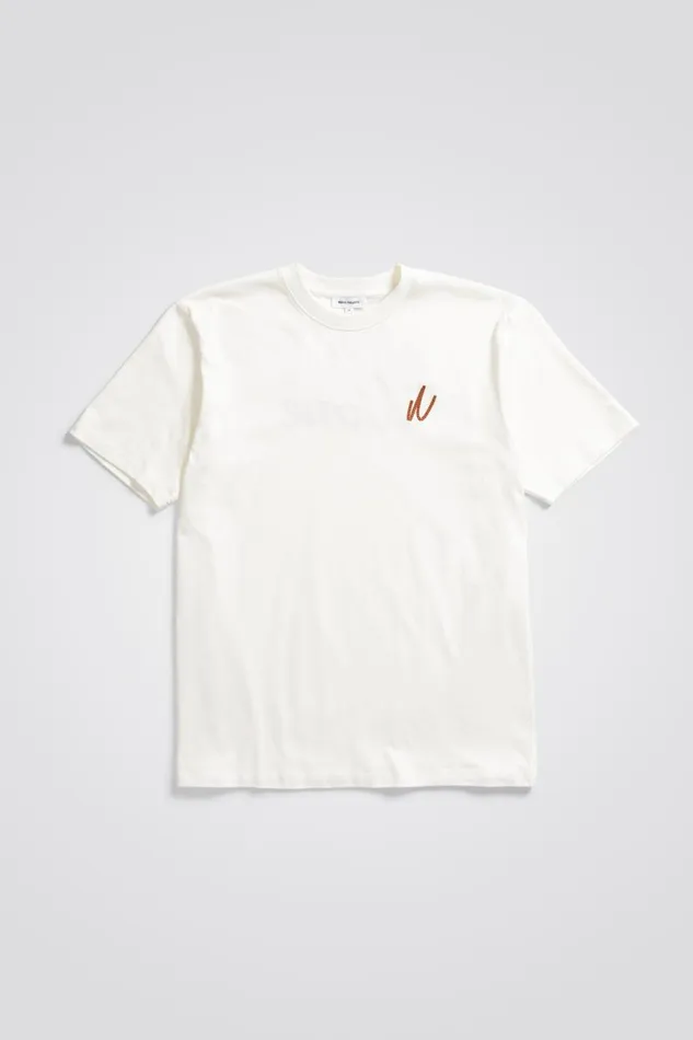 Men Norse Projects TShirts Johannes Chain Stitch Tshirt Ecru