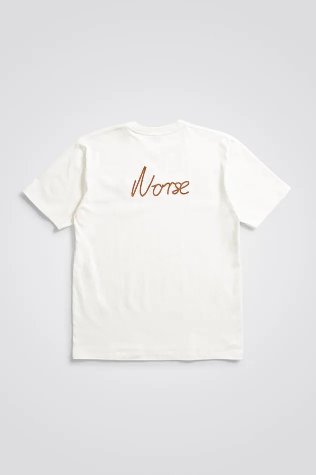 Men Norse Projects TShirts Johannes Chain Stitch Tshirt Ecru